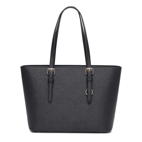 Women black large tote bag - black,