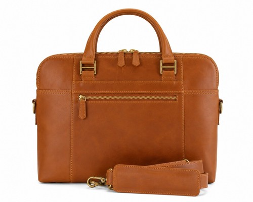 Genuine leather tan laptop - tan,