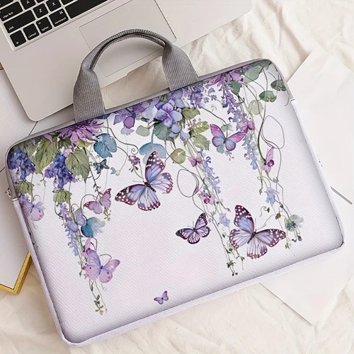 Purple butterfly laptop bag - butterfly,
